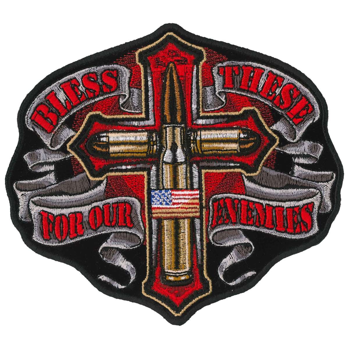 ppq1045-a01_20_1200x1200_2f52fe3b-e88c-40f0-b745-6650855ce0e1.jpg Hot Leathers Bless These For Our Enemies 5″ Patch PPQ1045 - Image 1