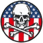 Hot Leathers PPQ1090 Flag Skull Circle 3″ Patch