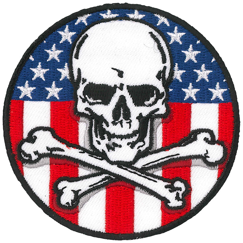 ppq1090-a01_800.jpg Hot Leathers PPQ1090 Flag Skull Circle 3″ Patch - Image 1
