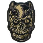 Hot Leathers PPQ1210 Devil Horn Skull Grey 3.5″ Patch