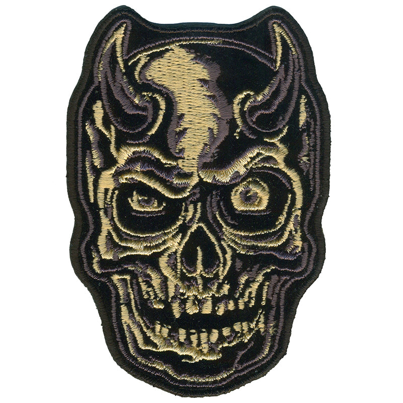 ppq1210-a01_800_b5a6db8b-ee42-4221-9513-d94eb20bcc12.jpg Hot Leathers PPQ1218 Devil Horn Skull 9” Patch - Image 1