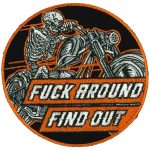 Hot Leathers F*** Around and Find out Skeleton 4″ Circle Patch PPQ1743