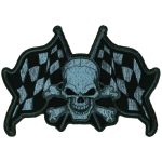 Hot Leathers Skull And Checkered Flags 4″ Patch PPQ1823