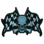 Hot Leathers Skull and Checkered Flags 11″ Patch PPQ1829
