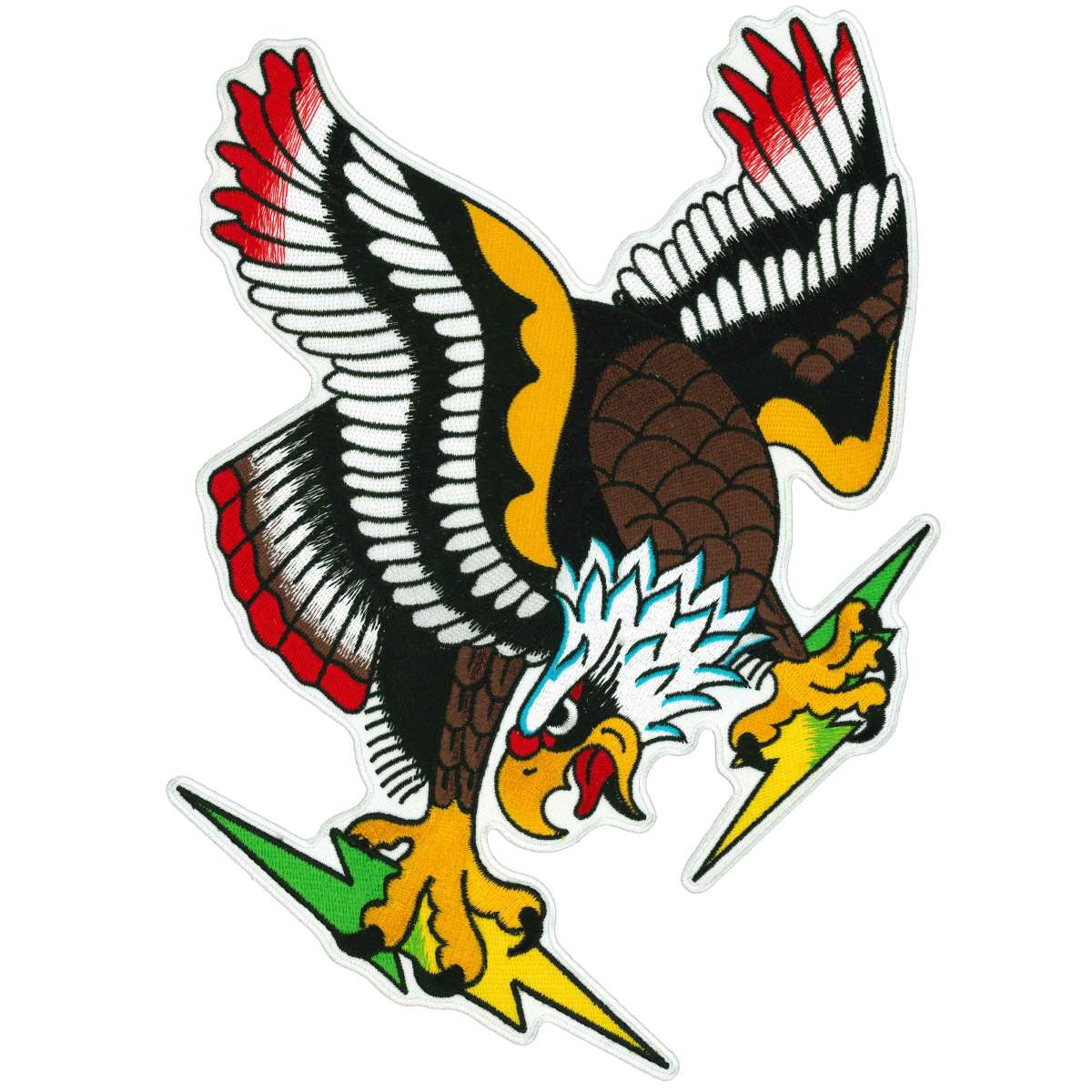 ppq1917-a01_20_1200x1200_3d2e30c5-f2ac-43bc-8ae6-8b6061eede61.jpg Hot Leathers Eagle and Bolts 10″ Patch PPQ1917 - Image 1