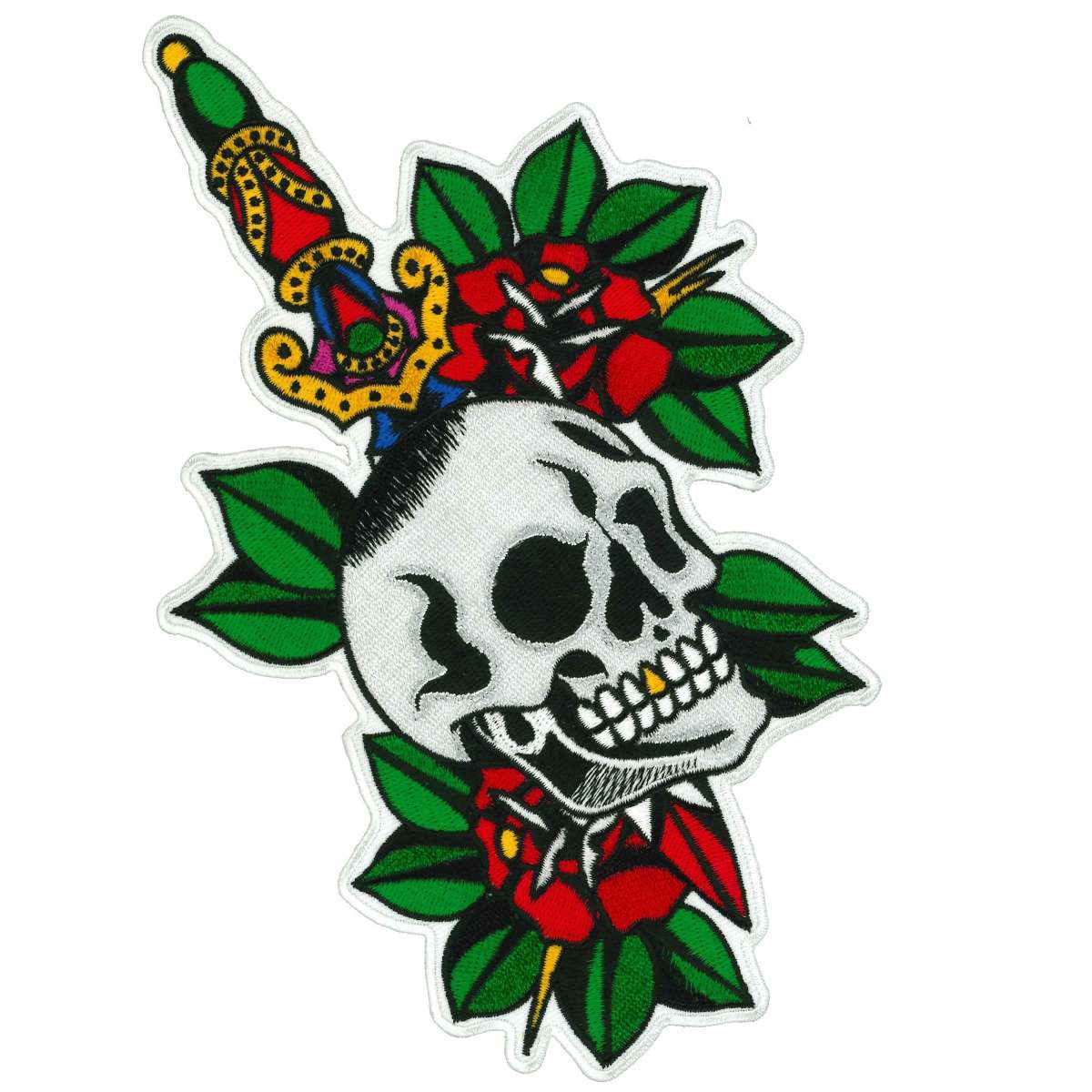 ppq2008-a01_20_1200x1200_e9422d6a-5ab1-49d8-8285-a0c7e5dafafb.jpg Hot Leathers Skull Dagger and Roses 8″ Patch PPQ2008 - Image 1