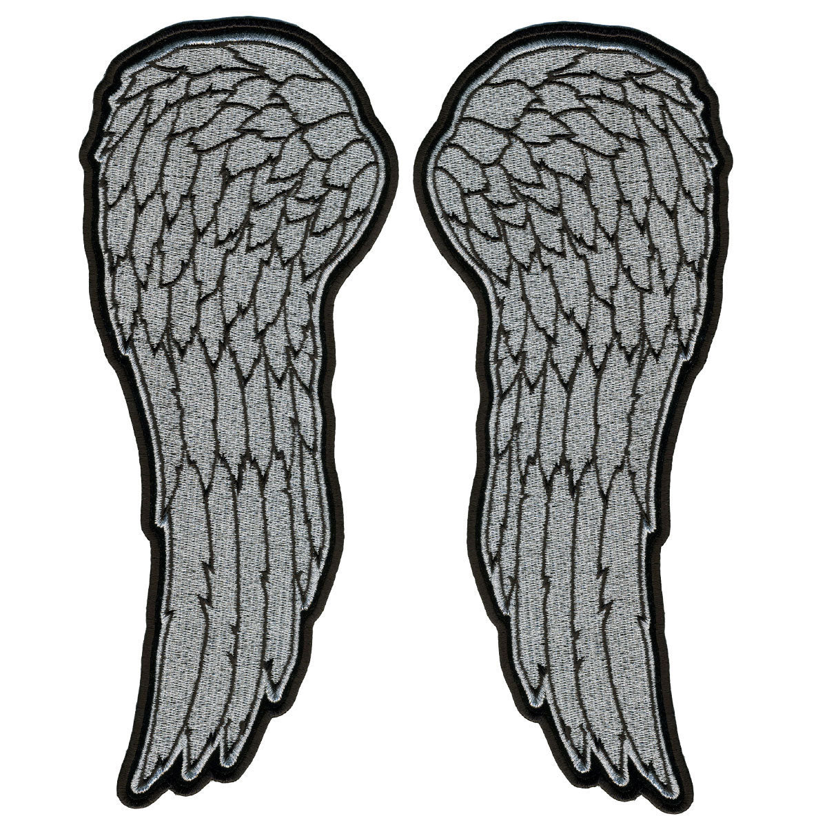 pps1041_1.jpg Hot Leathers PPS1041 10″ Metallic Silver Angel Wings Patch - Image 1