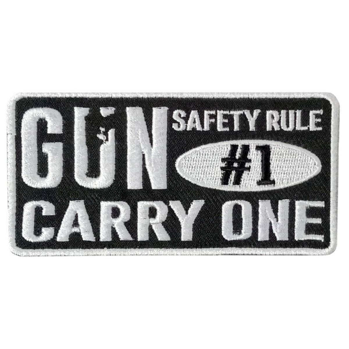 ppw1107-a01.jpg Hot Leathers Gun Saftey 4″ X 2″ Embroidered Patch PPW1107 - Image 1