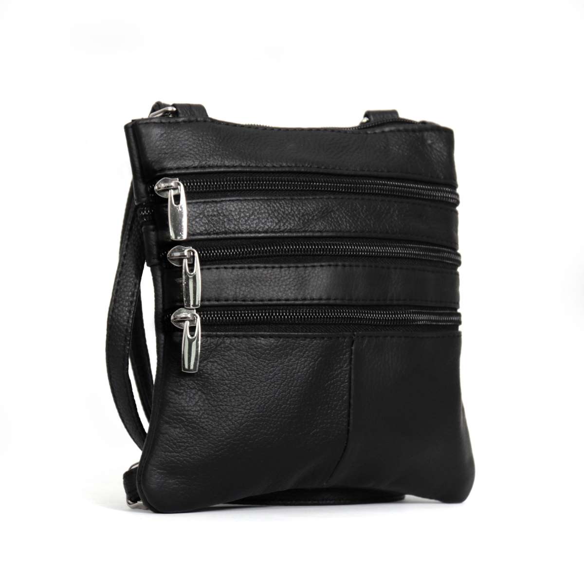 pua1165-a02.jpg Hot Leathers Small Black Leather Purse with 3 Zippers PUA1165 - Image 1