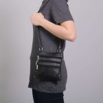 Hot Leathers Small Black Leather Purse with 3 Zippers PUA1165 - Image 2
