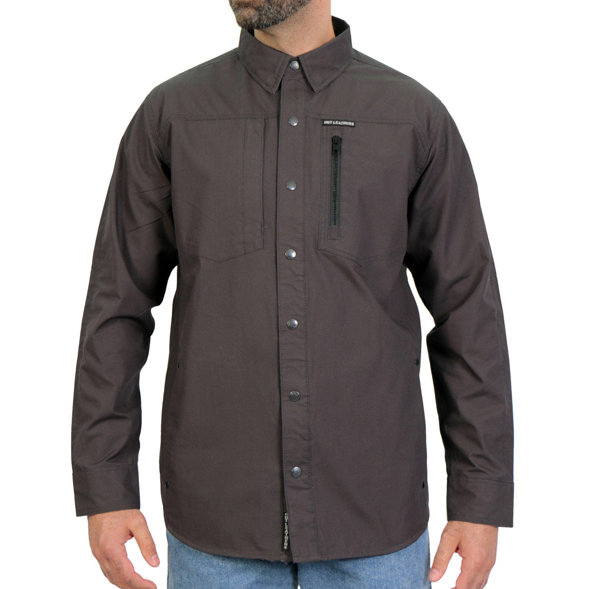 rsm1001-m01-sdale-edit-a.jpg Hot Leathers RSM1001 Men’s Black Performance Long Sleeve Riding Shirt - Image 1
