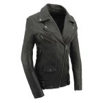 Milwaukee Leather Women’s Black Premium New Zealand Lambskin Motorcycle Style Leather Jacket SFL2875