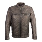 Milwaukee Leather SFM1800 Men’s ‘Cafe Racer’ Anthracite Lambskin Leather Jacket