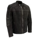 Milwaukee Leather Vintage SFM1801 Men’s Black Nubuck Leather Zipper Front Motorcycle Style Fashion Jacket