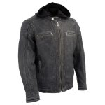 Milwaukee Leather Vintage SFM1802 Men’s Black Nubuck Leather Motorcycle Style Fashion Leather Jacket with Hoodie