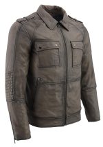 Milwaukee Leather SFM1810 Men’s Anthracite Patch Pocket Lambskin Leather Jacket