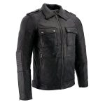 Milwaukee Leather SFM1810 Men’s Black Lamsbkin Patch Pocket Leather Jacket