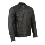 Milwaukee Leather SFM1861 Men’s Two-Tone Leather Jacket with Front Zipper Closure