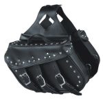 Milwaukee Leather SH55102 Black PVC Zip Off Medium Size Chrome Studded Motorcycle Saddlebag