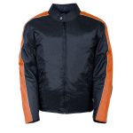 NexGen SH0030 Men’s ‘Racer’ Black and Orange Textile Motorcycle Jacket