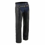 Milwaukee Leather Chaps for Men’s Black Premium Leather- Classic Jean Style Pockets Motorcycle Riders Chap – SH1101