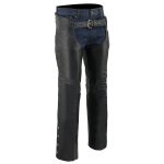 Milwaukee Leather Chaps for Men’s Black Premium Leather Fully Lined – Coin Pocket Motorcycle Riders Chap – SH1115