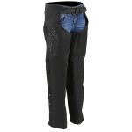Milwaukee Leather SH1182 Women’s Black Textile Motorcycle Riding Chaps with Tribal Embroidery