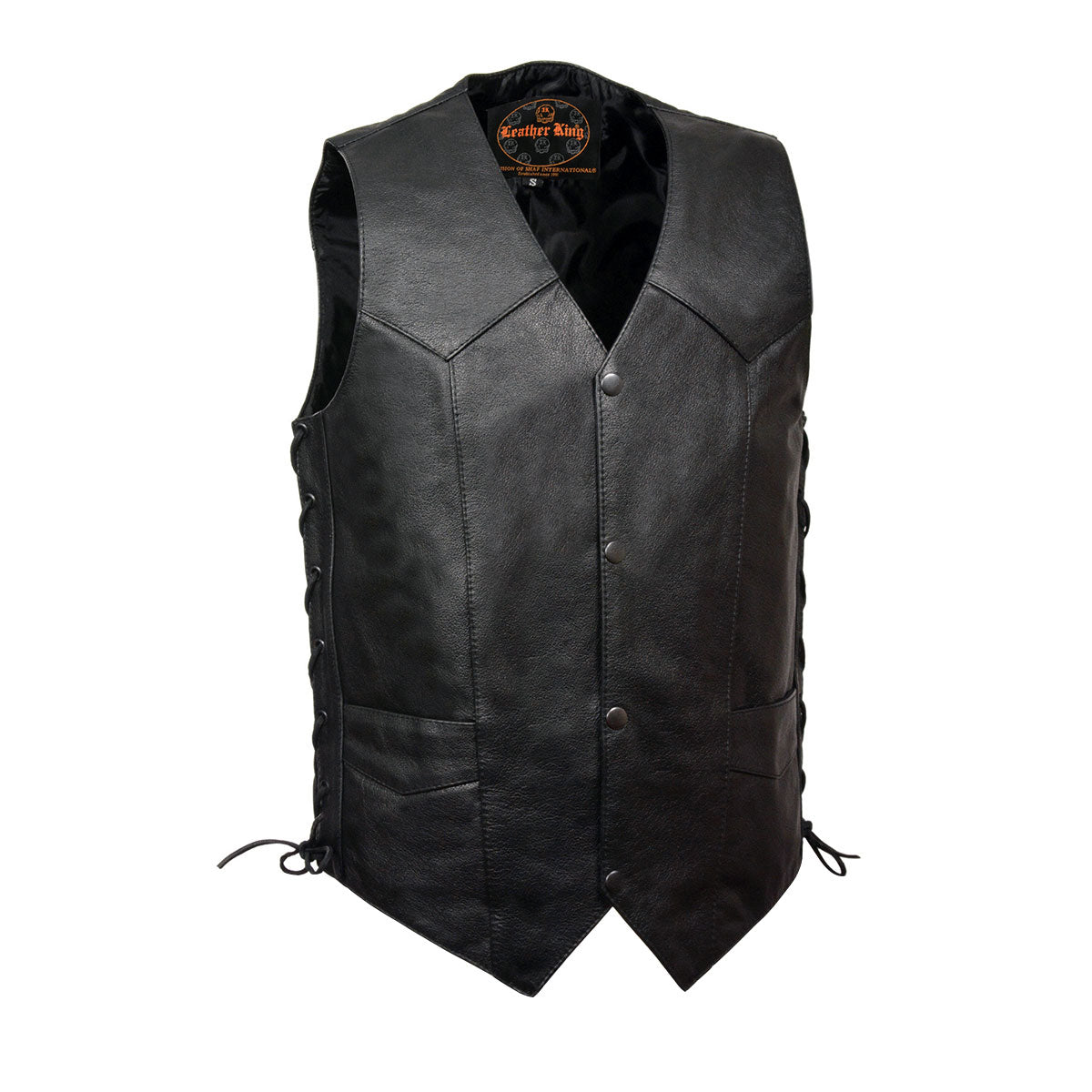 sh1397-edit-a.jpg Milwaukee Leather SH1397 Men’s Classic Black Leather Side Lace Vest - Image 1