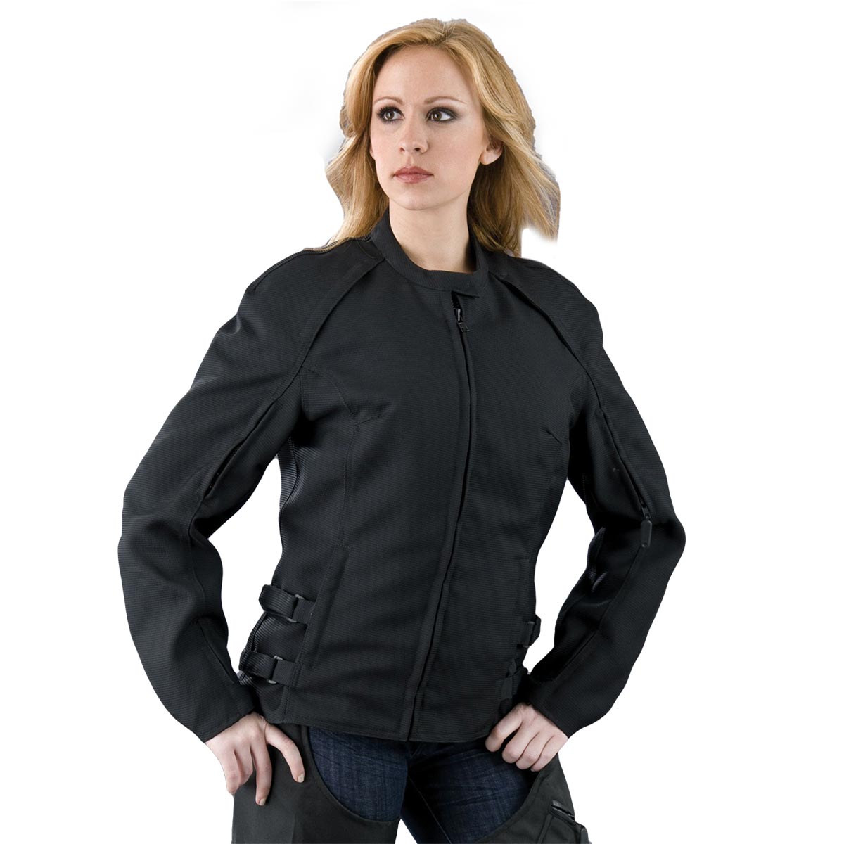 sh1905-main.jpg NexGen SH19055 Women’s Black Textile Motorcycle Racer Jacket - Image 1