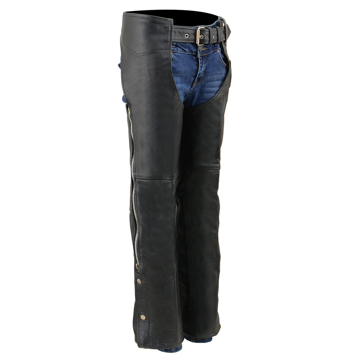 sh2013-edit-a.jpg Milwaukee Leather SH2013 Kids Unisex Black Classic Leather Chaps - Image 1