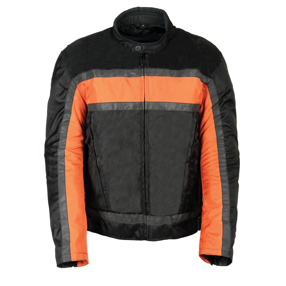 sh2095org-main-edit-a.jpg NexGen SH2095 Men’s ‘Racer’ Black and Orange Textile Motorcycle Jacket - Image 1