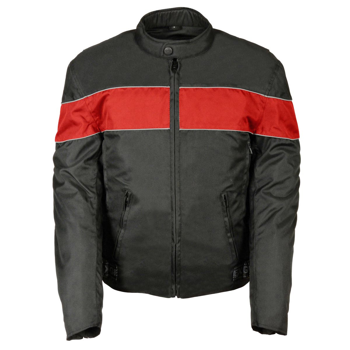 sh212104.jpg NexGen Men’s SH212104 Black and Red Nylon Racer Jacket - Image 1