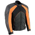 NexGen SH2153 Men’s Combo Black and Red CE Armored Leather and Textile with Mesh Motorcycle Jacket