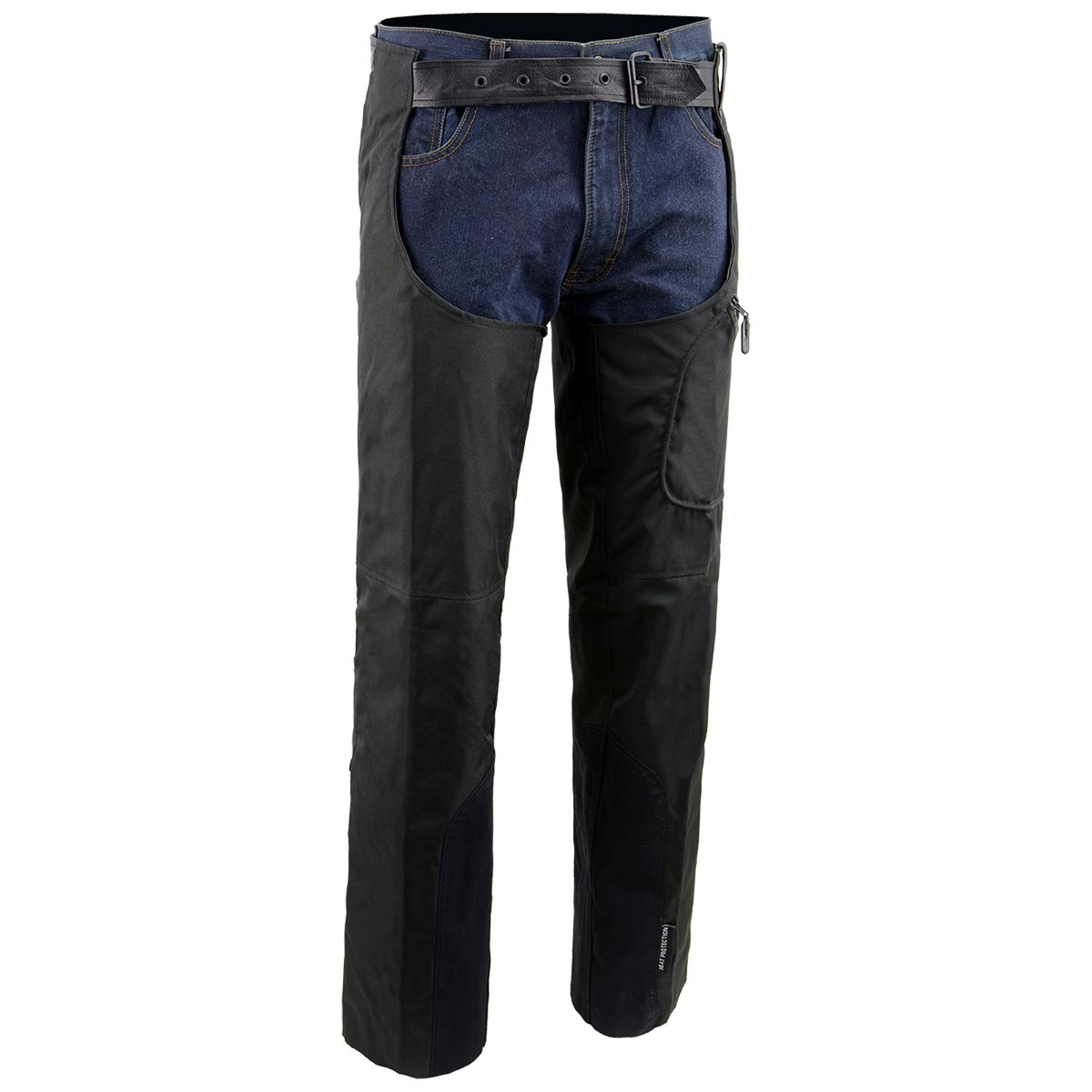 sh2258-main.jpg NexGen SH2258 Men’s Black Textile Riding Chaps with Heat Protection - Image 1