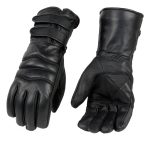 Milwaukee Leather SH233 Men’s Black Leather Warm Lining Gauntlet Motorcycle Hand Gloves W/ Double Strap Cuff Pull-on Closure