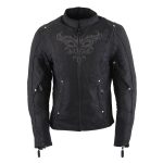 Milwaukee Leather SH2366 Women’s’Reflective Tribal’ Black Armored Motorcycle Textile Jacket