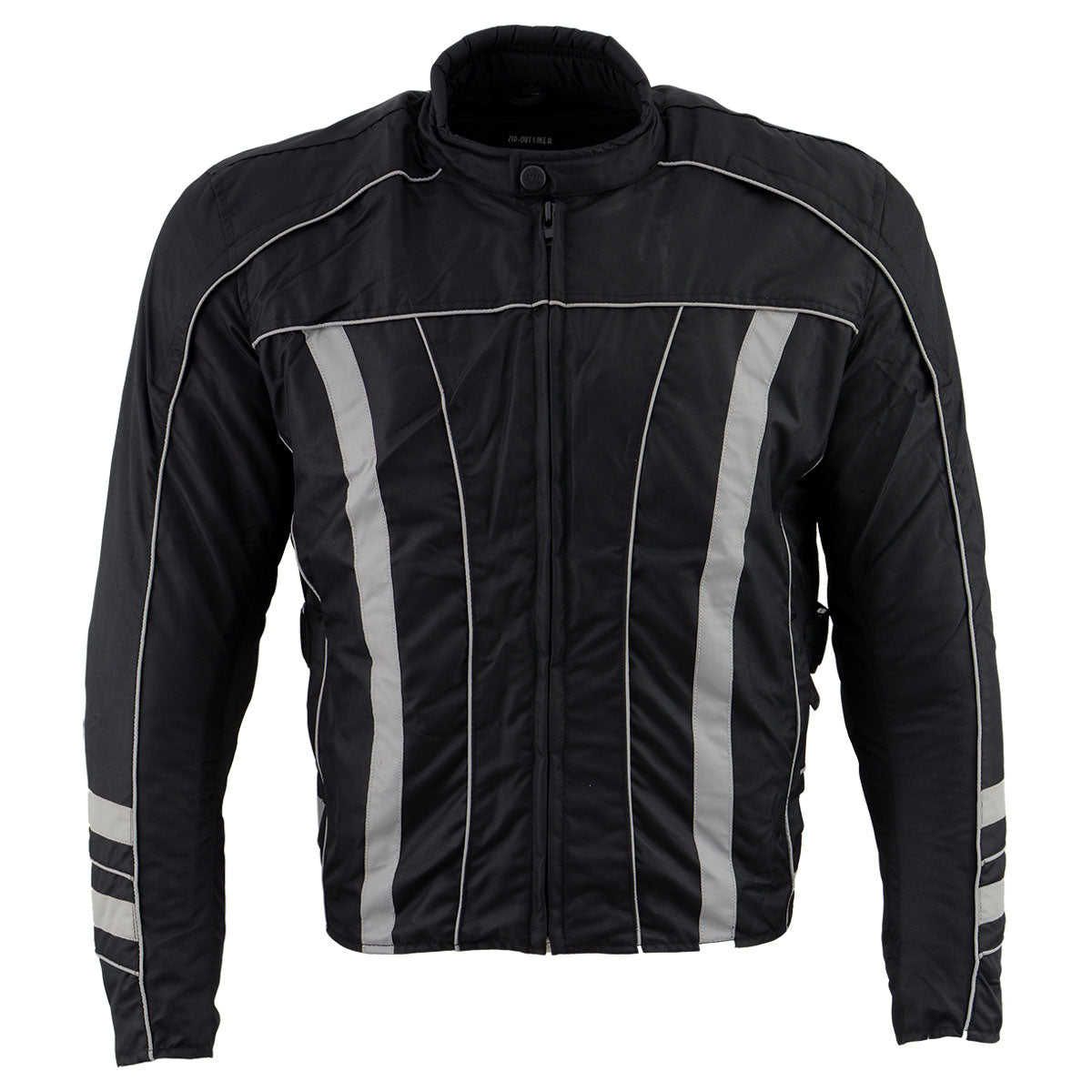 sh2389-main.jpg NexGen Men’s SH2389 Black and Grey Armored Racer Jacket - Image 1