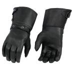 Milwaukee Leather Men’s Gauntlet Motorcycle Hand Gloves-Black Leather Long Cuff Snap Closure Thermal Lined-SH264