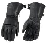 Milwaukee Leather Men’s Black Gauntlet Motorcycle Hand Gloves-Black Leather Waterproof Gel Palm Soft Skin-SH292
