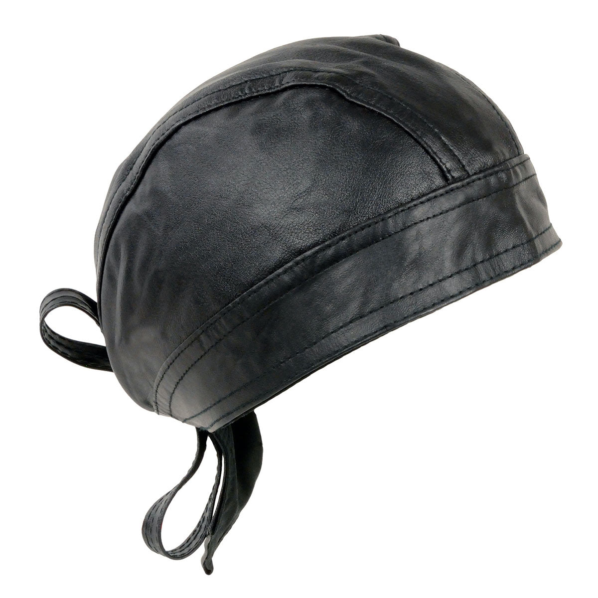 sh319-edit-a.jpg Milwaukee Leather SH319 Unisex Black Leather Skull Cap - Image 1