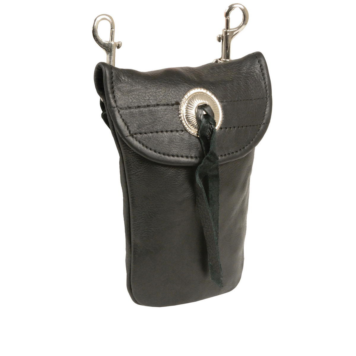 sh506bag.jpg Milwaukee Leather SH506BAG Unisex Black Leather Belt Bag with Concho - Image 1