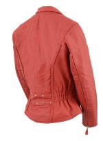 Leather King SH7013 Women’s ‘Braided’ Red Leather Jacket - Image 2