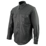 Leather King SH908 Men’s Black Button-Down Lambskin Leather Shirt