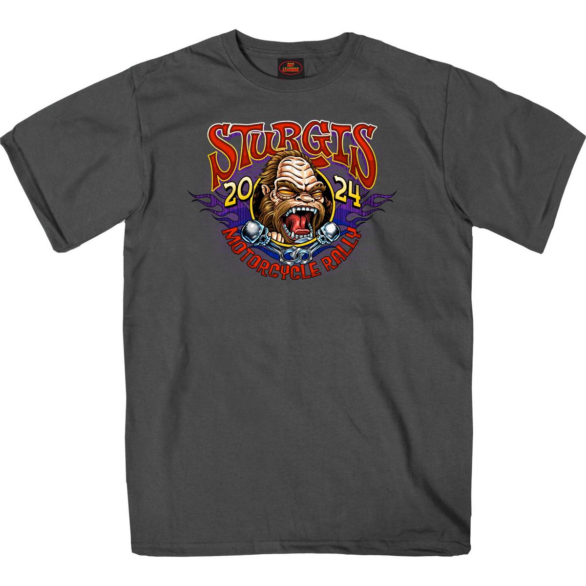 spb1112-a01.jpg 2024 Sturgis Men’s Bigfoot Charcoal Motorcycle Rally T-Shirt SPB1112 - Image 1