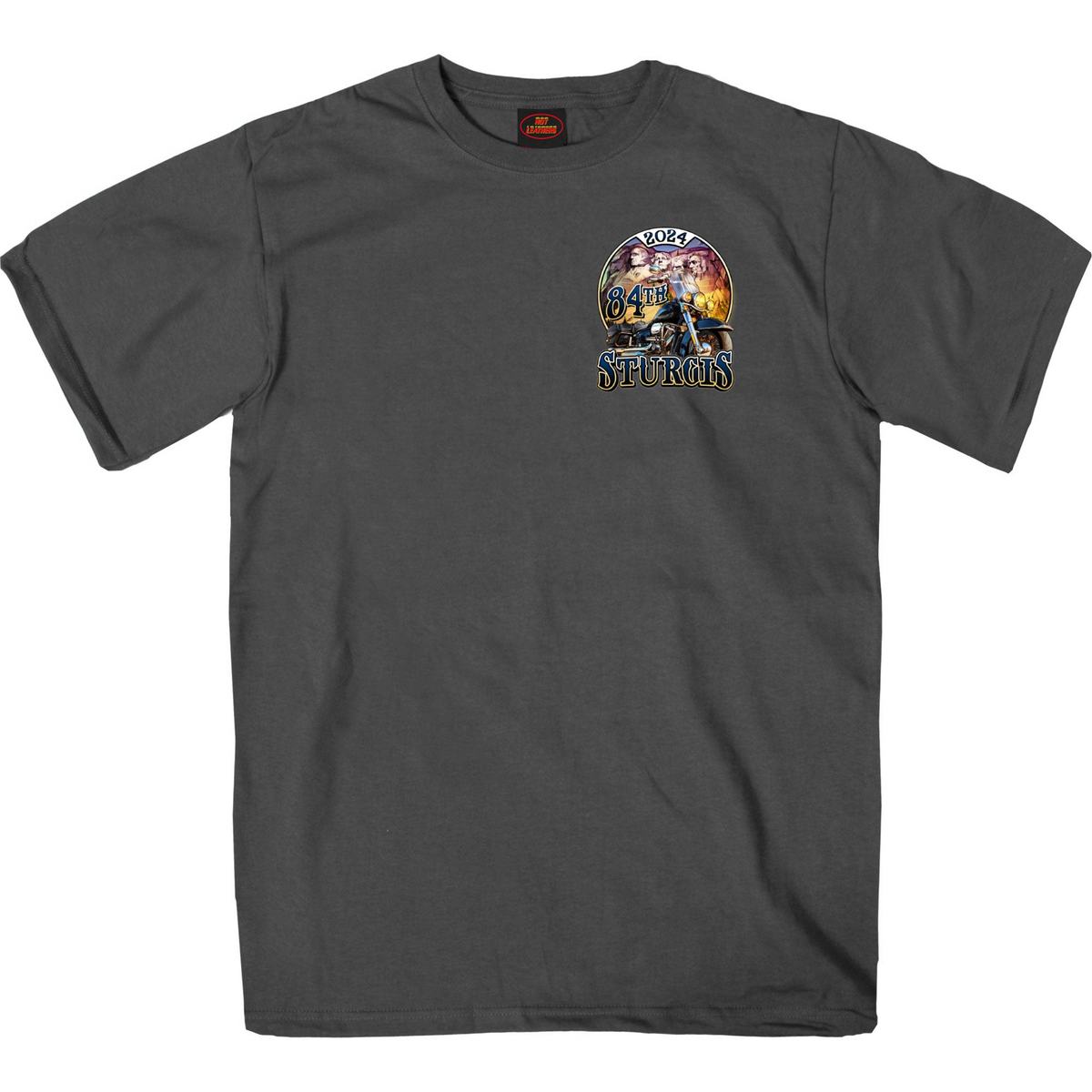 spb1132-a01.jpg 2024 Sturgis Men’s Rushmore Charcoal Motorcycle Rally T-Shirt SPB1132 - Image 1