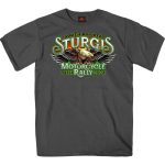 2024 Sturgis #1 Men’s Design Eagle & Skull Charcoal Motorcycle Rally T-Shirt SPB1137