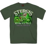 2025 Sturgis Motorcycle Rally Skeleton Chief Military Green Men’s T-Shirt