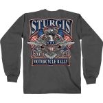 Hot Leathers SPB2105 Men’s Charcoal 2023 Sturgis Vintage Patriot Long Sleeve Shirt