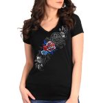 2025 Sturgis Women’s Motorcycle Rally Patriotic Roses Black Ladies T-Shirt