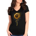 2025 Sturgis Women’s Motorcycle Rally Sunflower Skulls Black Ladies Tee